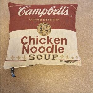 Chicken Noodle Soup Pillow - Red and Cream